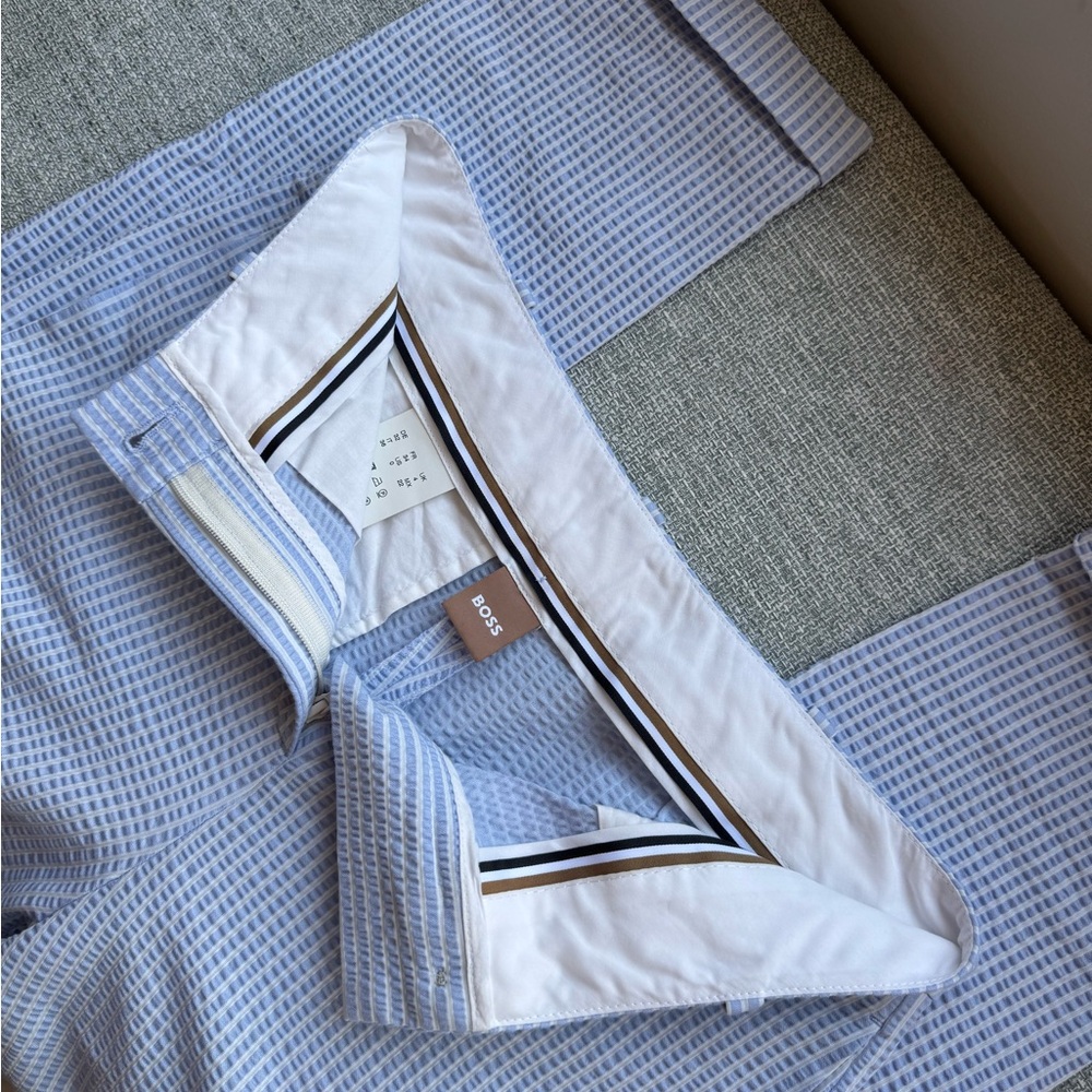 Boss Light Blue Textured Trousers
